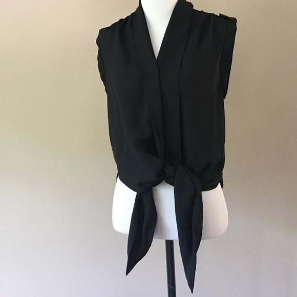 Candie’s Black Sleeveless Waist Tie Blouse - Size S - Picture 5 of 8